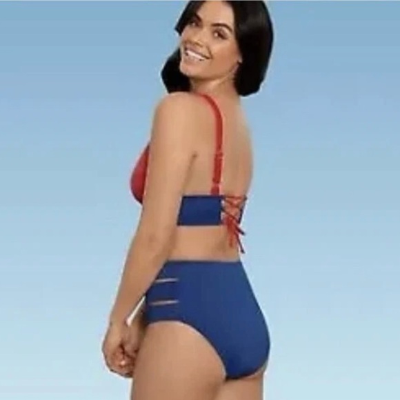 Beach Betty Colorblock Bikini Top size L - Picture 3 of 8